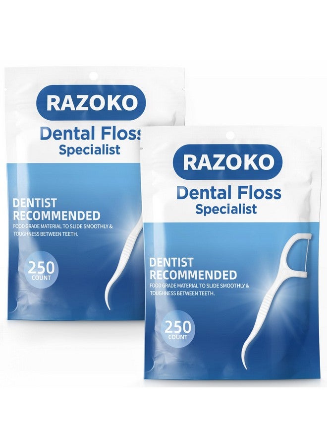 RAZOKO Dental Floss Picks High Pull Toothpicks Sticks,Professional Clean Floss Picks,Unflavored Disposable Flossers Refill Pack 500 pcs - Image 1