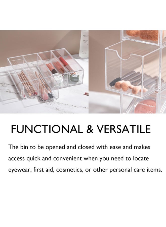 Clear Sunglasses Organizer Storage for Women, Stackable Acrylic Drawers Sunglasses Storage Organizer for Bathroom, Dorm, Desk, Countertop, 4 Drawers - Image 5