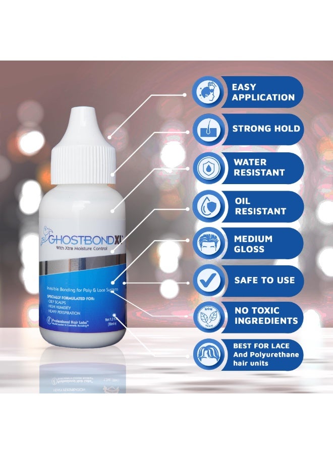 جوست بوند GHOSTBOND XL لاستبدال الشعر اللاصق 1.3oz- الغراء الغير مرئي لربط الباركورات: مقاومة للماء والزيت ، غير سامة ، خفيفة الحفاظ على قطعة الشعر البولي والدنتيل الآمنة والطبيعية ، والبركورات وأنظمة التوبي - Image 5