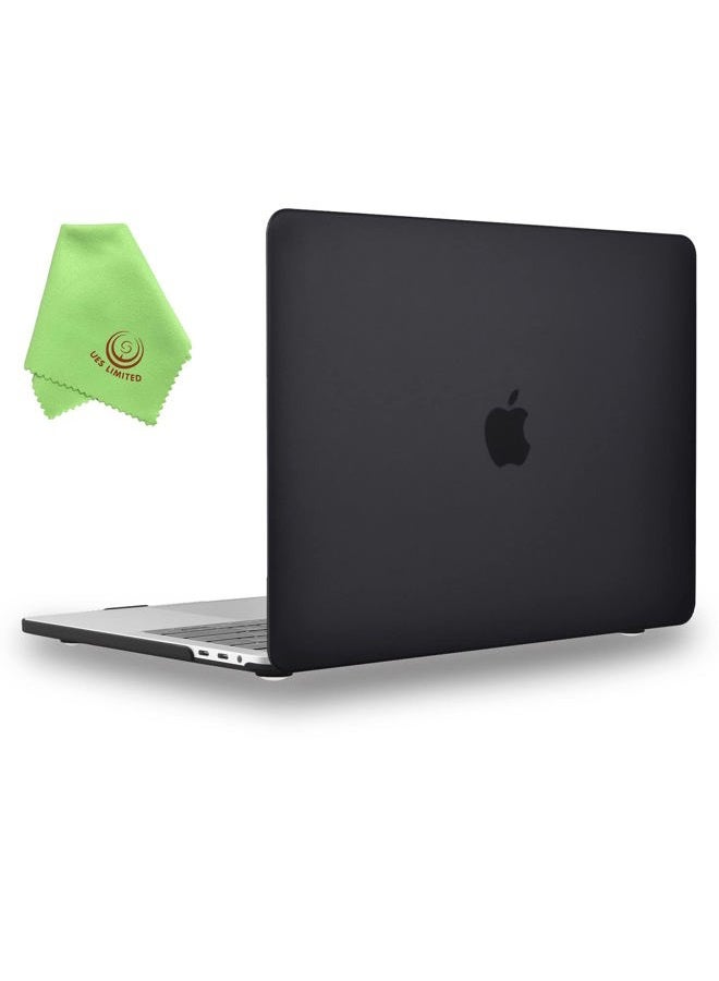 UESWILL Compatible with MacBook Pro 16 inch Case 2019 2020, Smooth Matte Hard Shell Case Cover for MacBook Pro 16 inch with Touch Bar & USB-C, Model A2141 + Microfibre Cleaning Cloth, Black - Image 1