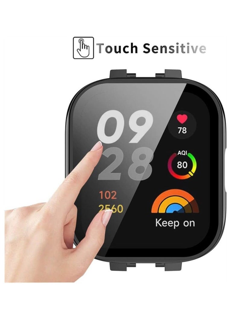 Captaintech 2 Pcs Case With Tempered Glass Screen Protector Compatible for Xiaomi Redmi Watch 3, 9H Hardness All-round Protective Cover Ultra-thin Protective PC Case Cover, Green and Black - Image 5