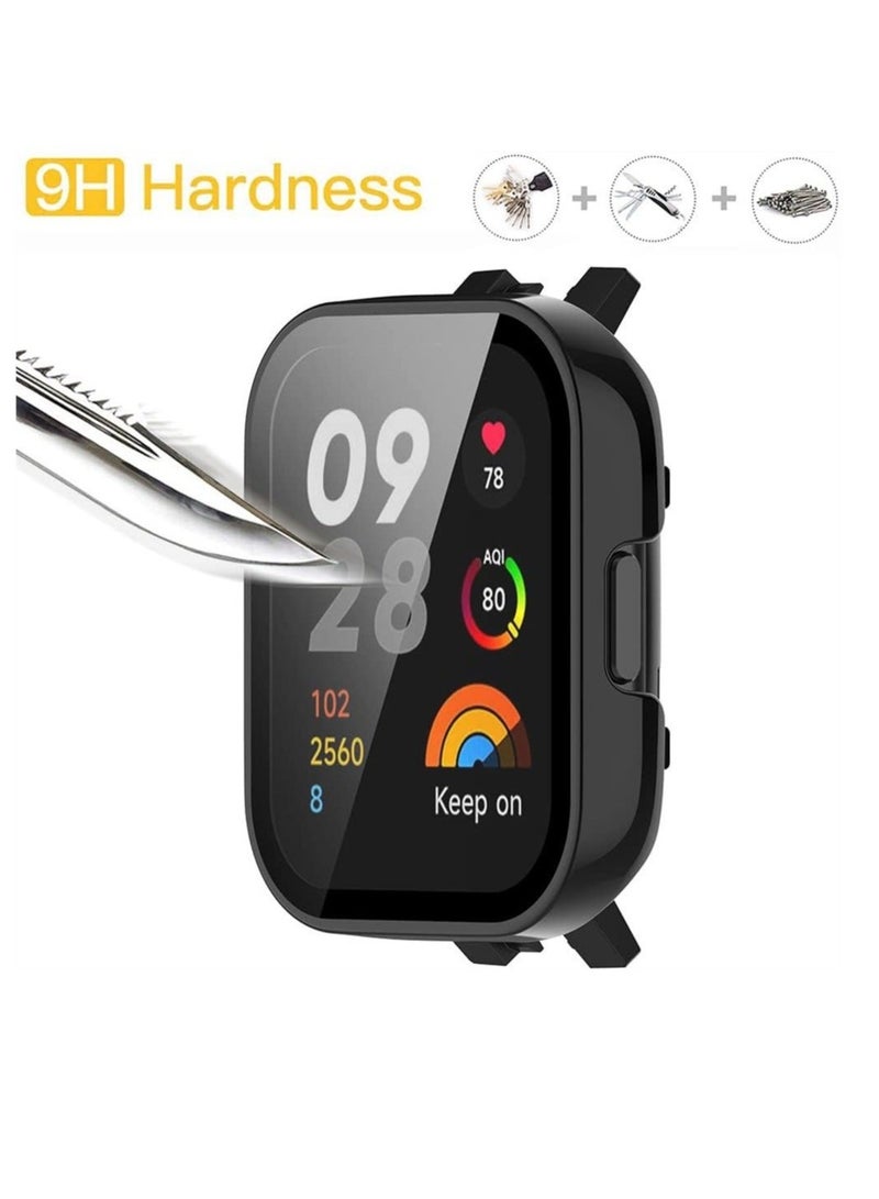 Captaintech 2 Pcs Case With Tempered Glass Screen Protector Compatible for Xiaomi Redmi Watch 3, 9H Hardness All-round Protective Cover Ultra-thin Protective PC Case Cover, Green and Black - Image 4