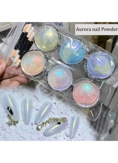 HOXIEYA Mermaid Chrome Nail Powder Aurora Nail Glitter Nail Art Decoration Allstarry Nail Powder For Gel Polish Mirror Effect Pigment Chrome Iridescent Aurora Nail Supplies For Women  - Image 5