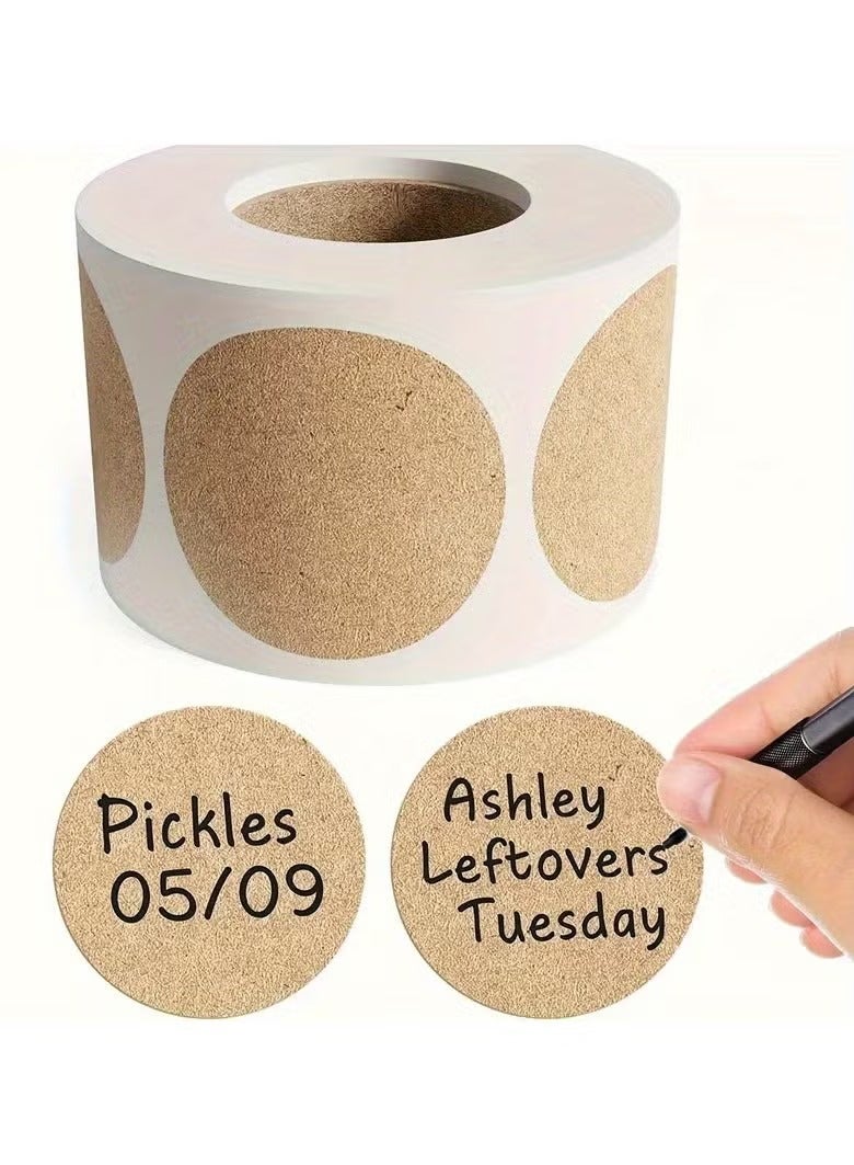 500 قطعة من ملصقات ورق الكرافت - ملصقات التغليف والوسم للمجوهرات والحرف اليدوية والتنظيم والبرطمانات - ملصقات لاصقة دائرية فارغة لأصحاب المتاجر والتعليب والخرز وصناعة المجوهرات ومستلزمات العرض والتغليف لصناعة المجوهرات - Image 1