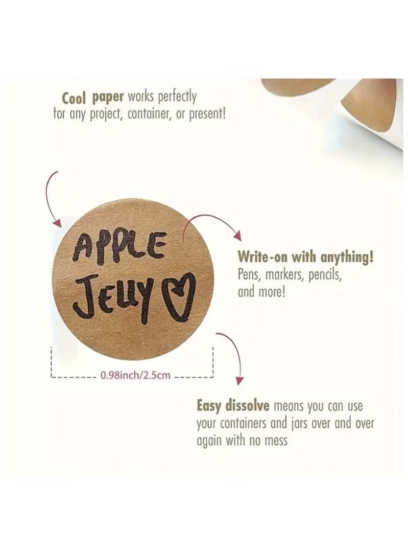 500 قطعة من ملصقات ورق الكرافت - ملصقات التغليف والوسم للمجوهرات والحرف اليدوية والتنظيم والبرطمانات - ملصقات لاصقة دائرية فارغة لأصحاب المتاجر والتعليب والخرز وصناعة المجوهرات ومستلزمات العرض والتغليف لصناعة المجوهرات - Image 4