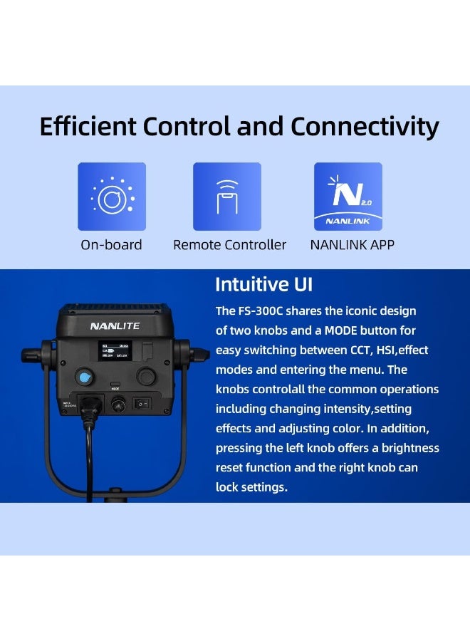 Nanlite FS-300C LED RGBW Spot Light – 300W Full-Color Studio Video Light With RGBWW Technology, Bowens Mount, App Control And Professional Cinematic Lighting Effects - Image 5