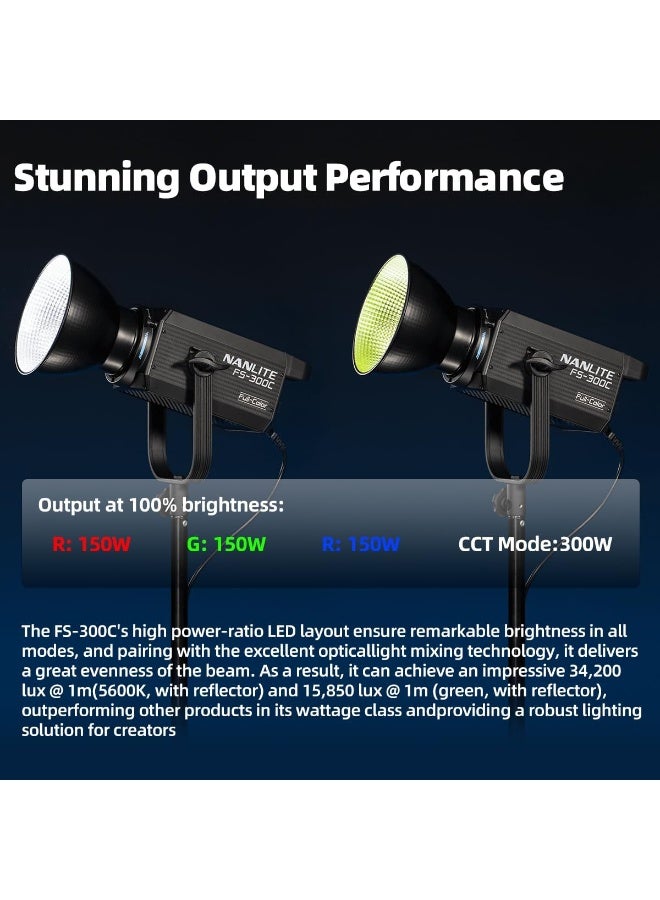 Nanlite FS-300C LED RGBW Spot Light – 300W Full-Color Studio Video Light With RGBWW Technology, Bowens Mount, App Control And Professional Cinematic Lighting Effects - Image 2