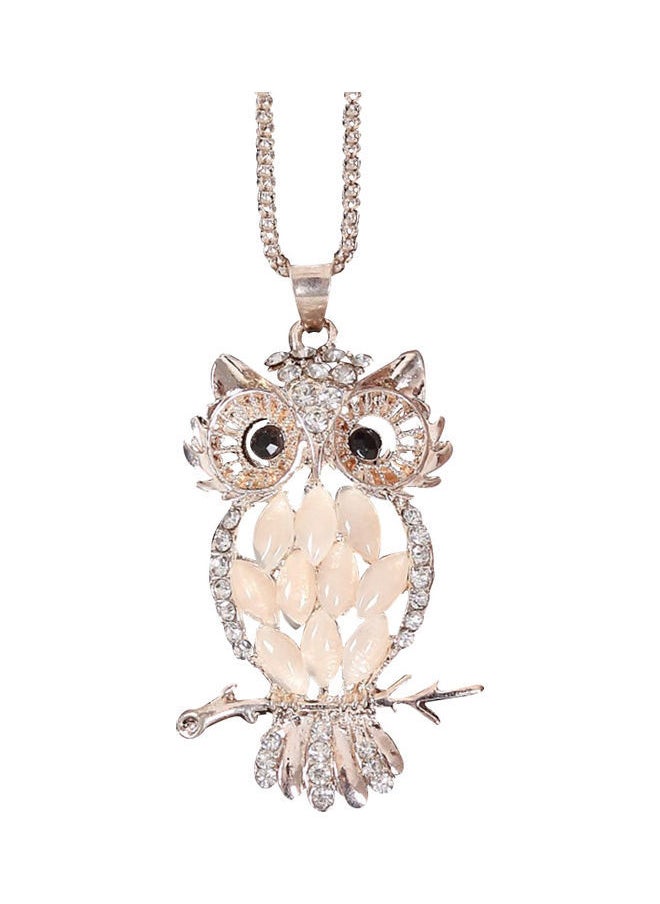 NIBEMINENT - Elegant Rhinestone Faux Opal Inlay Owl Pendant Necklace - Image 1