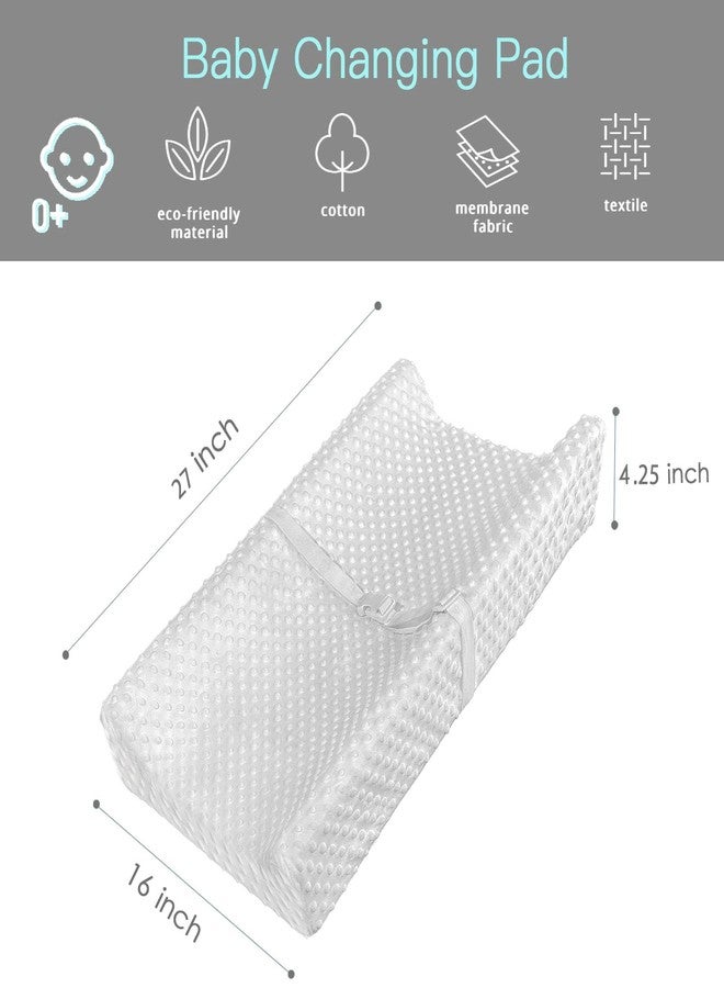 YENING Mini Baby Diaper Changing Pad for Dresser Top with Cover 27" x 16", Waterproof Lining Small Foam Contoured Changing Table Pads Topper Grey - Image 4