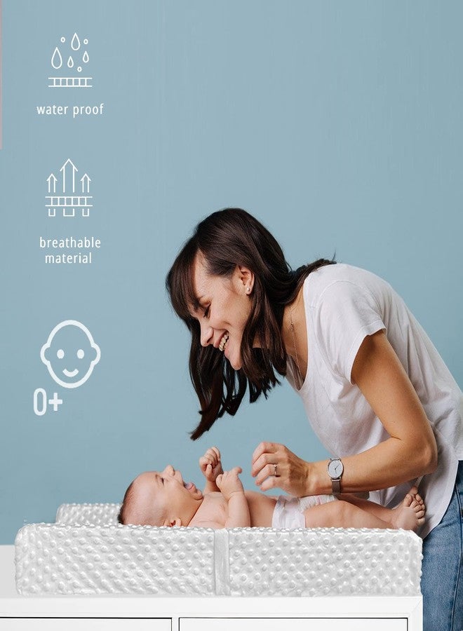 YENING Mini Baby Diaper Changing Pad for Dresser Top with Cover 27" x 16", Waterproof Lining Small Foam Contoured Changing Table Pads Topper Grey - Image 3