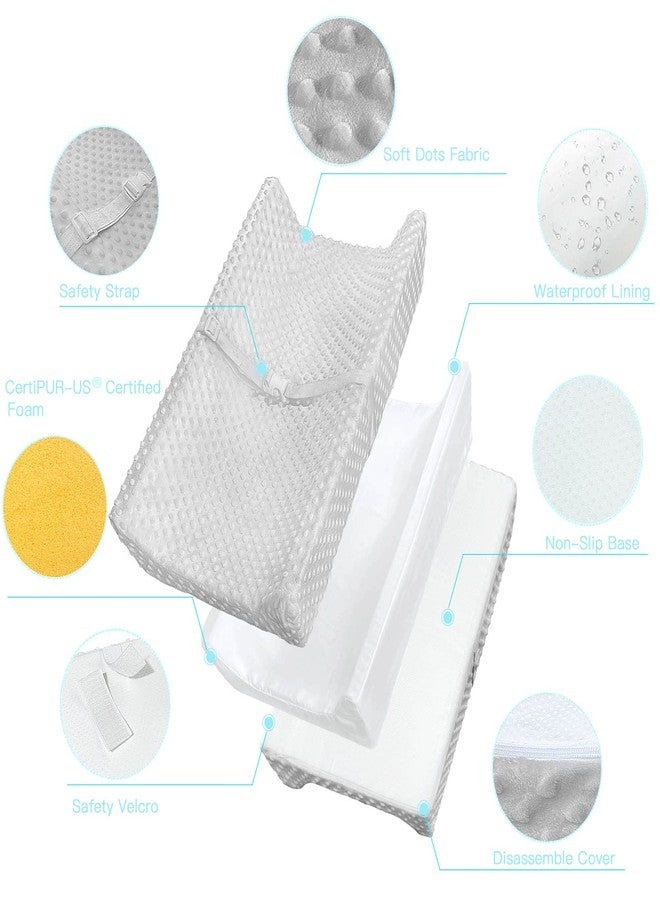 YENING Mini Baby Diaper Changing Pad for Dresser Top with Cover 27" x 16", Waterproof Lining Small Foam Contoured Changing Table Pads Topper Grey - Image 2