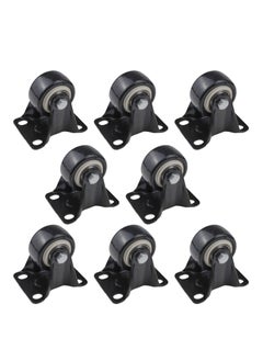 Y&D SYOSI 8 Pcs Rubber Single Caster Wheels, 1.5 Inch Heavy Duty Rigid Non-Swivel Top Plate Fixed Caster, Mini Silent Ball Bearing Small for Cart, Furniture, Cabinet, Workbench  - Image 1