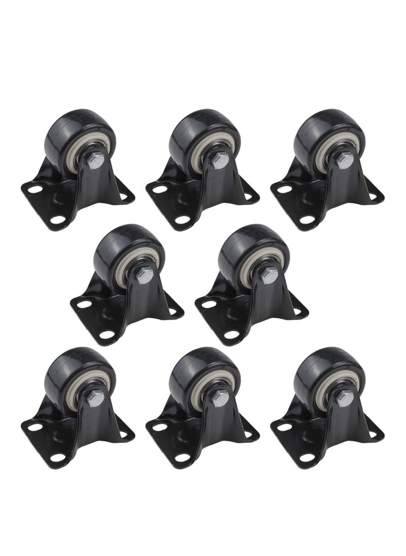 Y&D SYOSI 8 Pcs Rubber Single Caster Wheels, 1.5 Inch Heavy Duty Rigid Non-Swivel Top Plate Fixed Caster, Mini Silent Ball Bearing Small for Cart, Furniture, Cabinet, Workbench  - Image 1