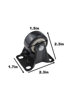 Y&D SYOSI 8 Pcs Rubber Single Caster Wheels, 1.5 Inch Heavy Duty Rigid Non-Swivel Top Plate Fixed Caster, Mini Silent Ball Bearing Small for Cart, Furniture, Cabinet, Workbench  - Image 2
