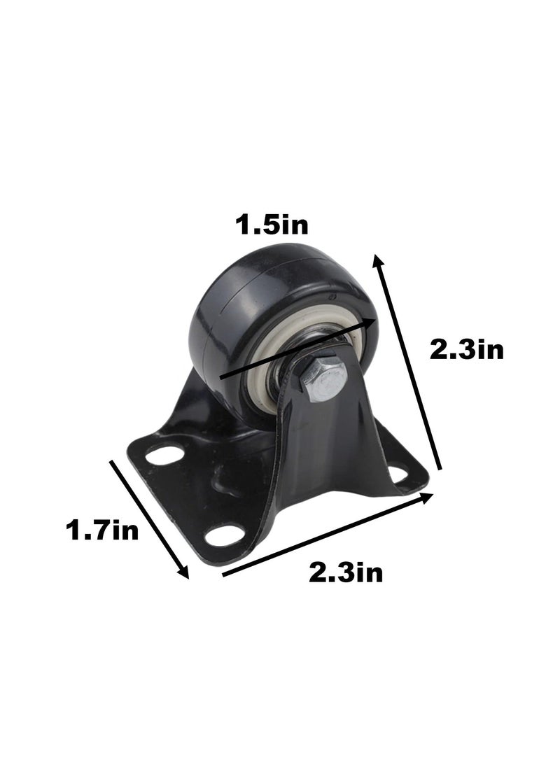 Y&D SYOSI 8 Pcs Rubber Single Caster Wheels, 1.5 Inch Heavy Duty Rigid Non-Swivel Top Plate Fixed Caster, Mini Silent Ball Bearing Small for Cart, Furniture, Cabinet, Workbench  - Image 2