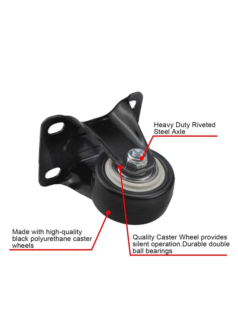 Y&D SYOSI 8 Pcs Rubber Single Caster Wheels, 1.5 Inch Heavy Duty Rigid Non-Swivel Top Plate Fixed Caster, Mini Silent Ball Bearing Small for Cart, Furniture, Cabinet, Workbench  - Image 4