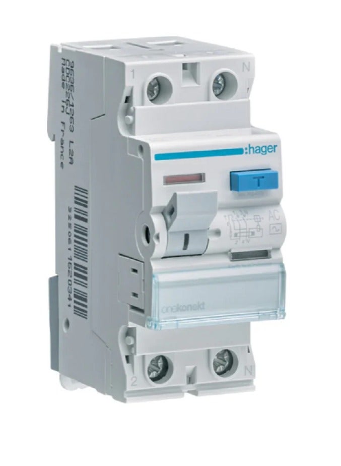 Hager Hager Earth Leakage Circuit Breaker - 63A 2Pole 30MA (ELCB/RCCB) - CDC264J 
