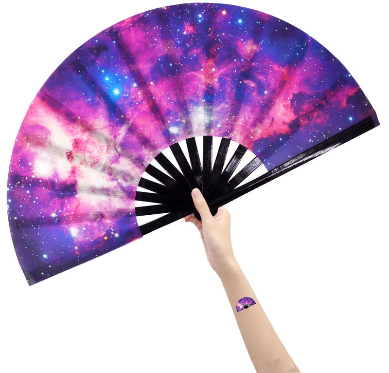 Amajiji Amajiji Large Rave Fans Folding FanHand Fan Popping Fan for Line Dancing Clacking Fans for Boots On The Ground Dance for Cooling Party Dance Decoration AM6 