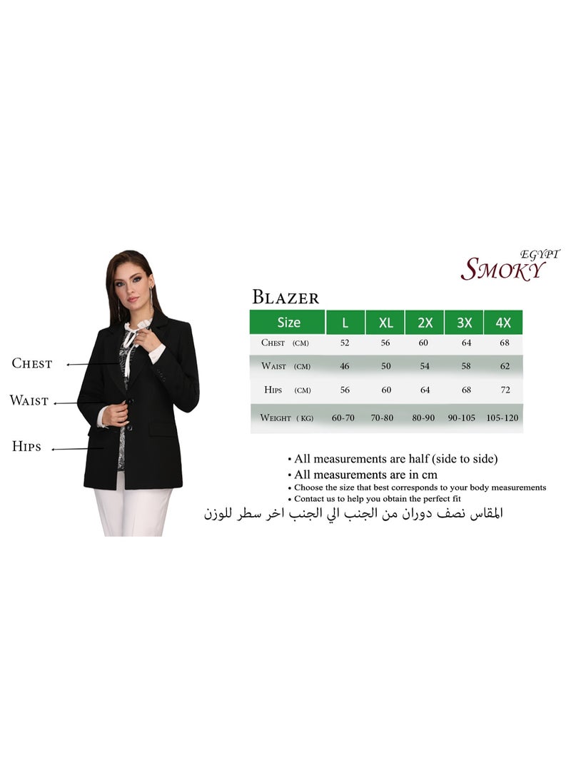 Smoky Egypt Elegant Lady Solid Blazer-Brown - Image 4