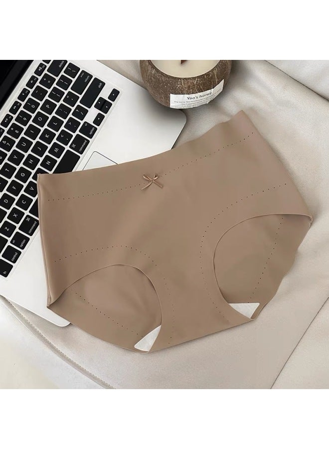 Grade 10a ~ Antibacterial Traceless Underwear Women's Briefs Four Seasons Thin Girls Yoga Hip Ice Silk One-piece Ladies