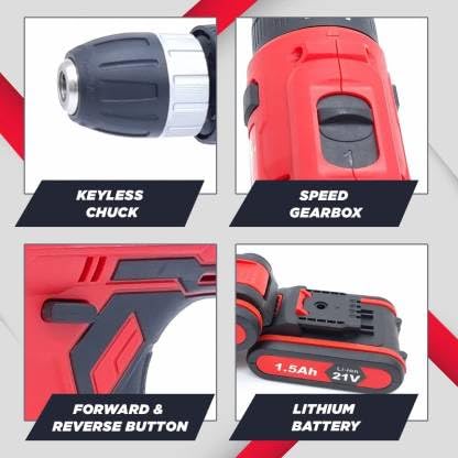 XDLB محرك مثقاب XDLB HID اللاسلكي 21 فولت مثقاب متعدد الوظائف 25 مرحلة عزم الدوران مفك براغي تحكم بسرعتين مشبك مثقاب بدون مفتاح 2 قطعة بطاريات 21 فولت ماكس LiIon 2Ah قابس إضافي 25 أداة ملحقات - Image 3