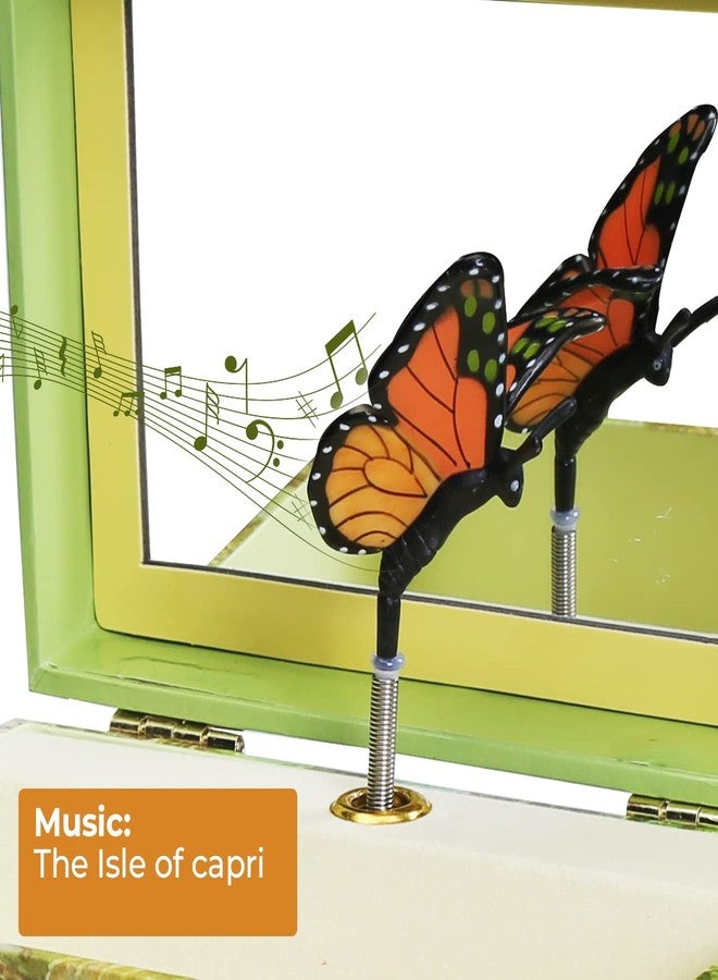 Enchantmints Monarch Butterfly Musical Jewelry Box Butterfly Spins to Music 4 Pullout Drawers - Image 4