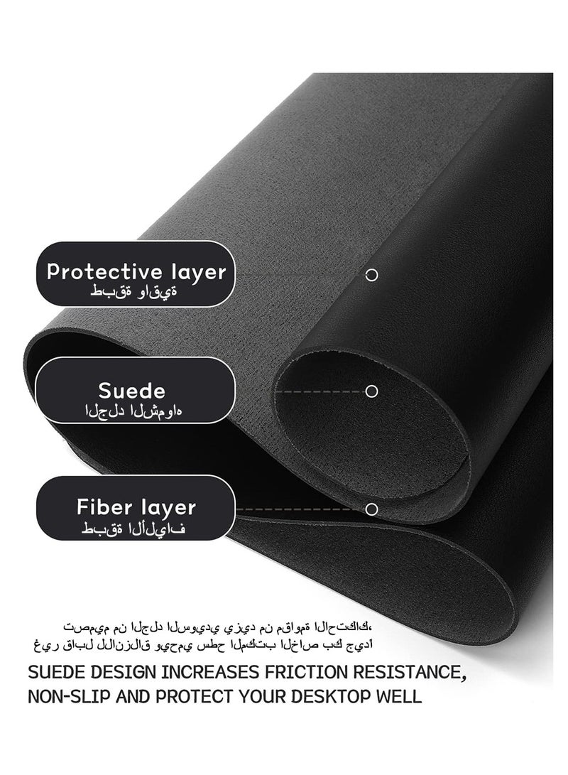 Arabest Non-Slip Desk Mat, Waterproof Leather Table Protector, Large Desk Blotter, Easy to Clean Work Mat for Office/Home Decor (800x400x3mm) - Black - Image 3