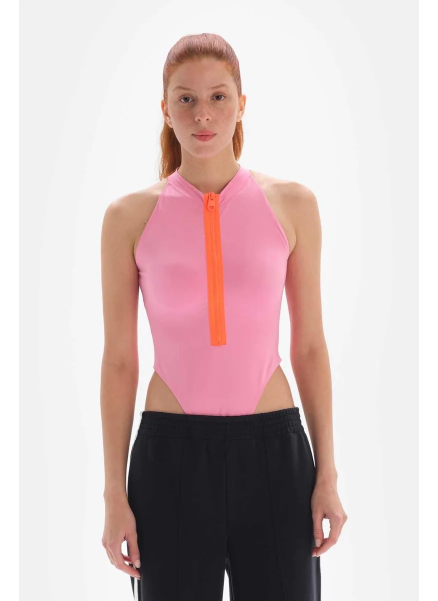 داجي Pink Women's Bodysuit with Zipper