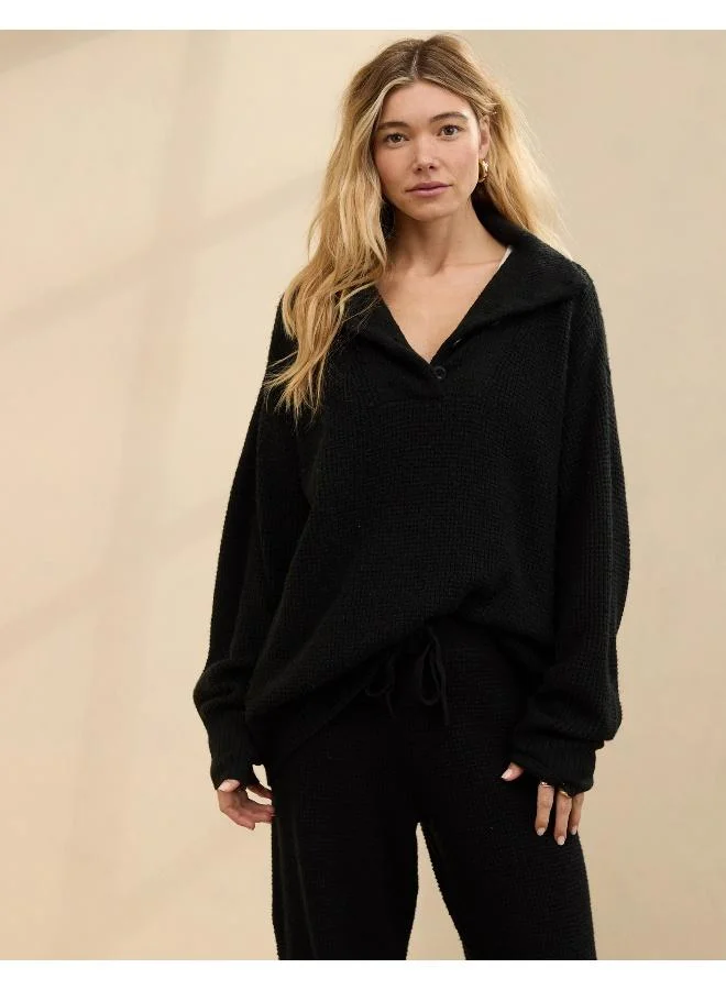 Aerie Aerie CozyUp Waffle Button Sweater
