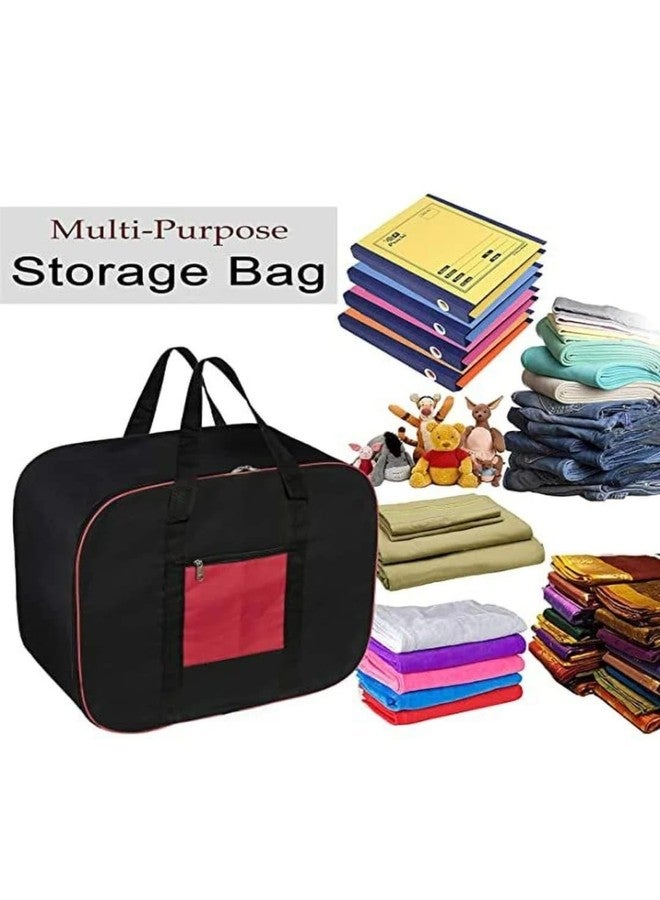 BUYEASY Premium Nylon Wardrobe Bag, Underbed Cloth Storage Organizer, Zippered Closure, Handle, Pack of 4, Black, Red - Image 4
