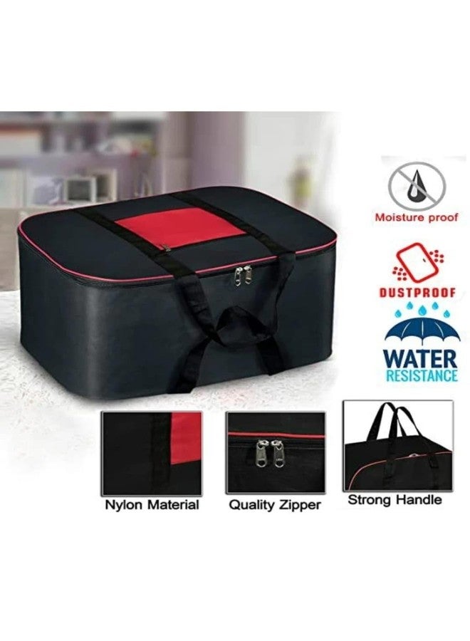 BUYEASY Premium Nylon Wardrobe Bag, Underbed Cloth Storage Organizer, Zippered Closure, Handle, Pack of 4, Black, Red - Image 2