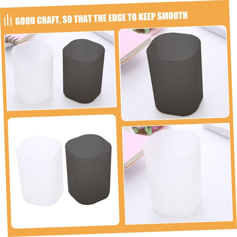 2Pcs Multifunctional Frosted Pen Pencil Holder Desktop Organizer For Makeup Brushes Storage Lightweight Material White Gray - Image 4