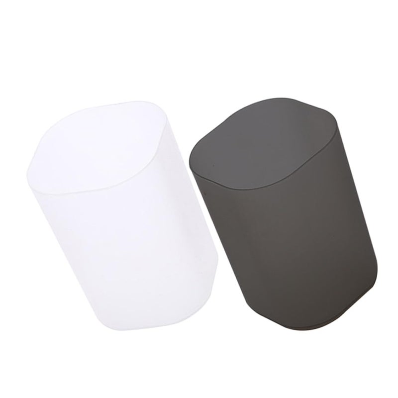 2Pcs Multifunctional Frosted Pen Pencil Holder Desktop Organizer For Makeup Brushes Storage Lightweight Material White Gray - Image 2