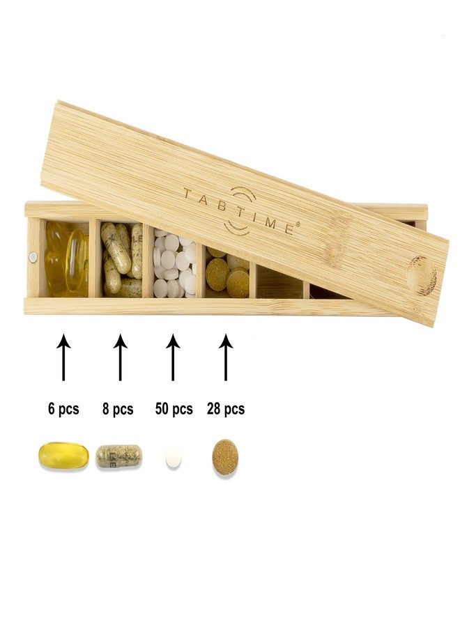 Tabtime Bamboo Weekly Pill Organizer - 7 Day Wood Tablet Box - Ideal Aesthetic Pill Organizer for Vitamins or Supplements​ - Image 3