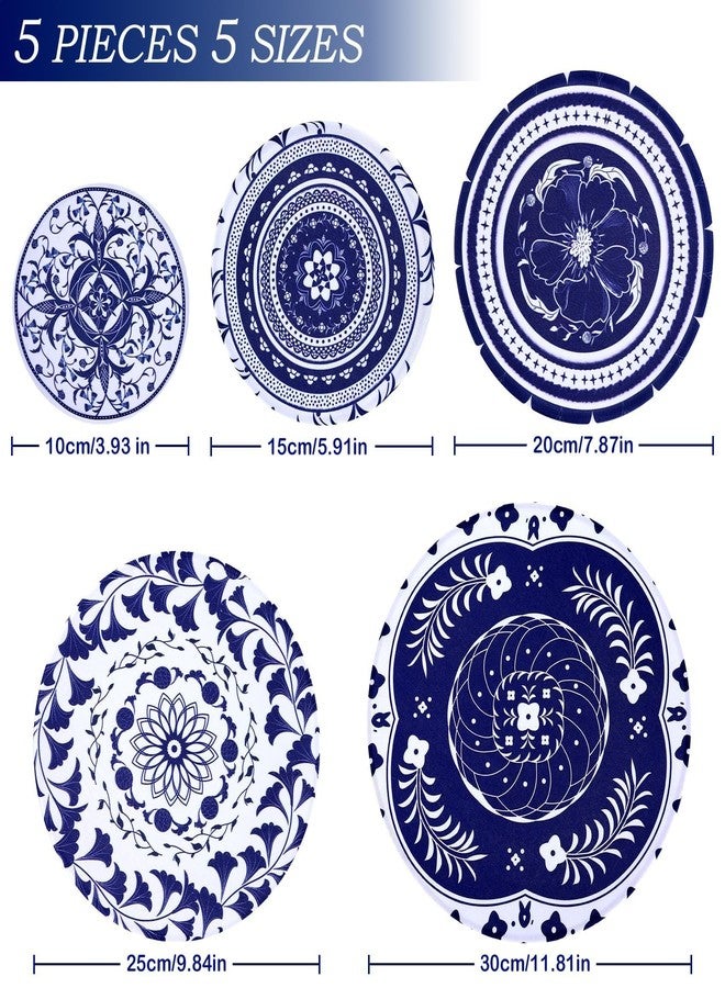 Revahope 5 Pieces Bowl Covers Reusable, 5 Size Stretch Cloth Bowl Covers for Bread Proofing Cotton Fabric Elastic Bowl Covers Reusable Food Covers Washable for Food Fruits Leftover (Blue Vine) - Image 2