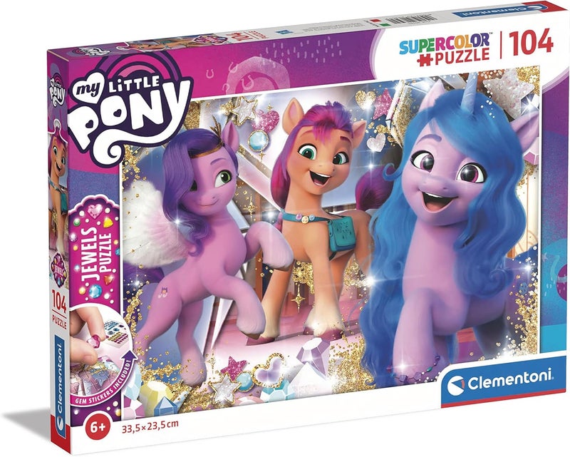 My Little Pony Supercolor Jewels Jigsaw Puzzle - 104 Pieces for Kids Age 6 - Image 1