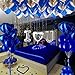 besttideyes I Love You for HimHer Balloons 56pcs Royal Blue and Sliver balloon kit Include 18 Inch Heart Shaped Balloons and 500 Blue Artificial Rose Petals Romantic Decoration Kit for Valentines Party - Image 2