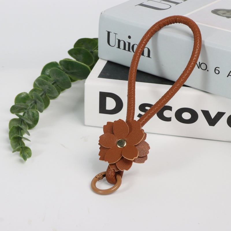 Modern Fashion PU Leather Lanyard Candy Color Flower Advanced Sense Keychain Bag Hanging Accessories Mobile Phone Lanyard - Image 3