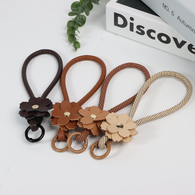 Modern Fashion PU Leather Lanyard Candy Color Flower Advanced Sense Keychain Bag Hanging Accessories Mobile Phone Lanyard - Image 2