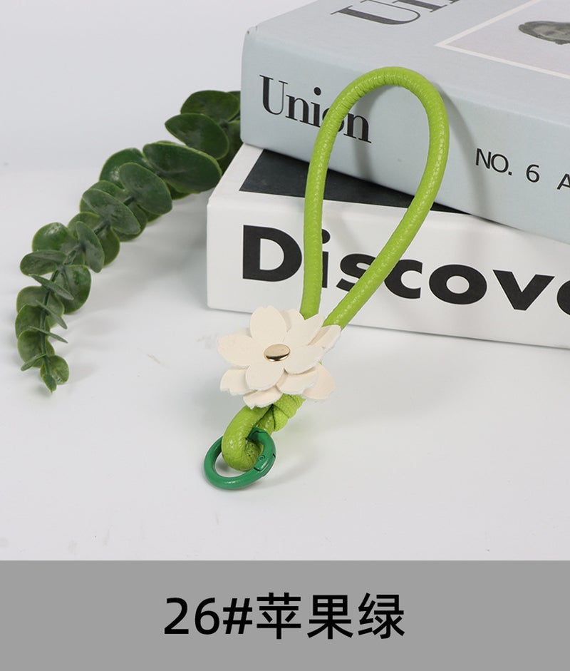 Modern Fashion PU Leather Lanyard Candy Color Flower Advanced Sense Keychain Bag Hanging Accessories Mobile Phone Lanyard - Image 1