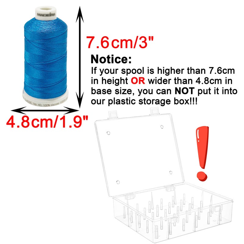New brothread Pack of 2 Tall and Clear Storage Box/Organizer for 2x30 Home Embroidery&Cotton Thread Spools Compatible with Tall Thread Spools from Isacord/Floriani/Madeira/Glide/RA/Connecting Thread - Image 3