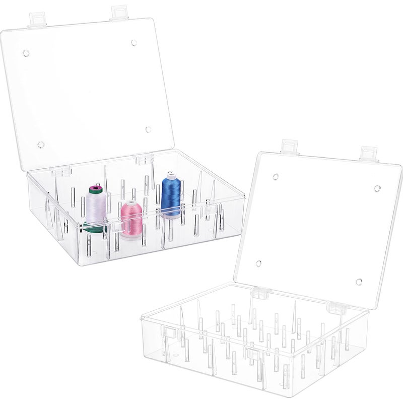 New brothread Pack of 2 Tall and Clear Storage Box/Organizer for 2x30 Home Embroidery&Cotton Thread Spools Compatible with Tall Thread Spools from Isacord/Floriani/Madeira/Glide/RA/Connecting Thread - Image 2