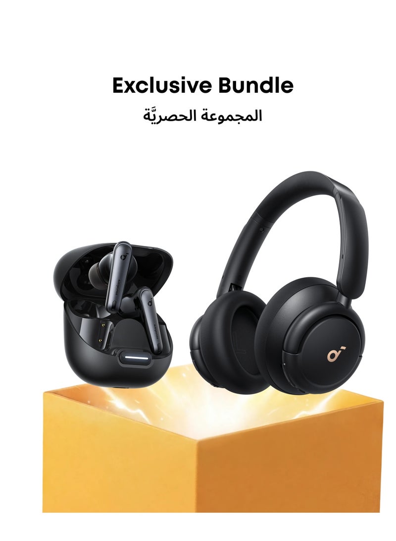 Soundcore 【soundcore Exclusive Bundle】Q30 Bluetooth Hybrid Active Noise Cancelling soundcore & Liberty 4 NC, True-Wireless Noise Cancelling Earbuds, Hi-Res Sound, Wireless Charging, Black - Image 1