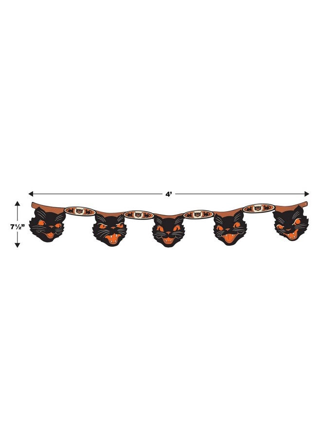 Beistle 2 Piece Vintage Halloween Party Decorations Cat Banners, 7.5" x 4', Black/Orange/Off-White - Image 2