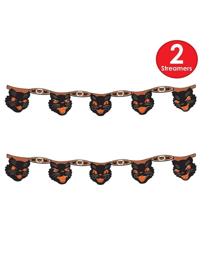 Beistle 2 Piece Vintage Halloween Party Decorations Cat Banners, 7.5" x 4', Black/Orange/Off-White - Image 3