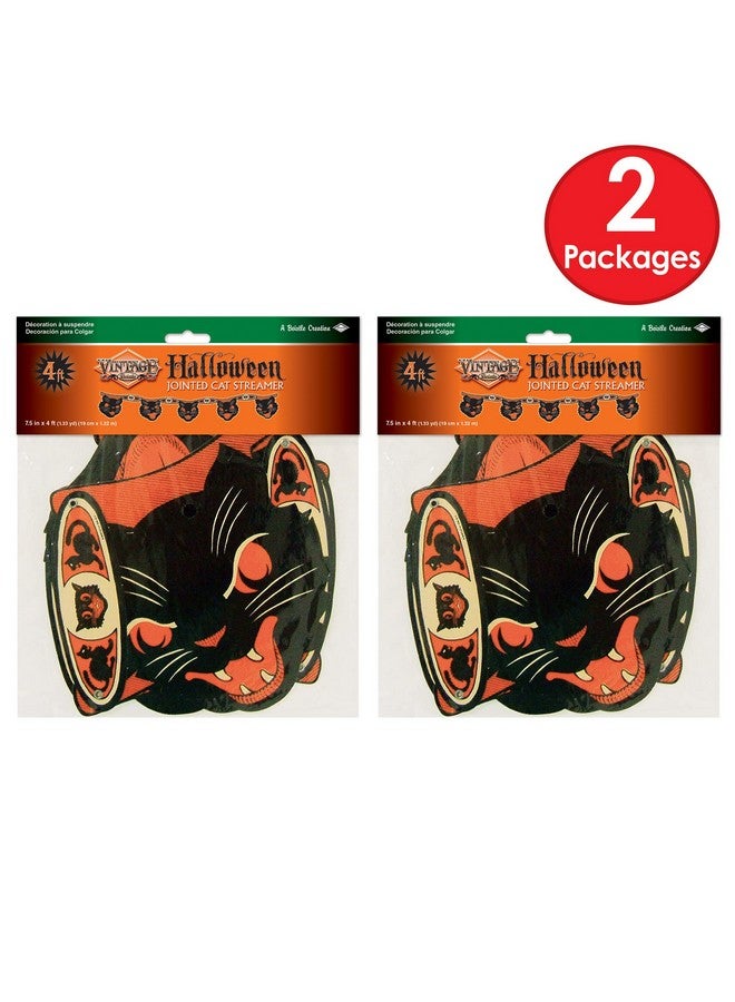 Beistle 2 Piece Vintage Halloween Party Decorations Cat Banners, 7.5" x 4', Black/Orange/Off-White - Image 5