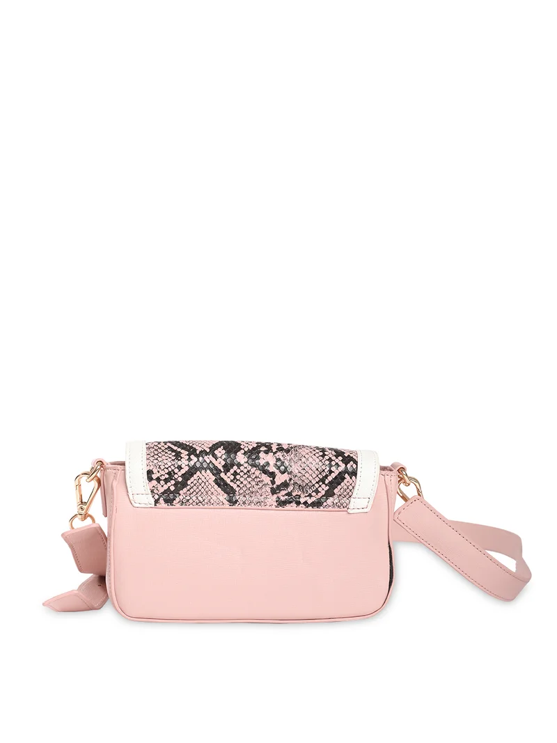 CAPRESE ELLIS SNAKESKIN PRINT PINK FAUX LEATHER SMALL SLING