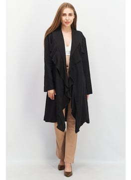 French Connection Women Regular Fit Open Front Solid Casual Blazer, Black  - Image 1