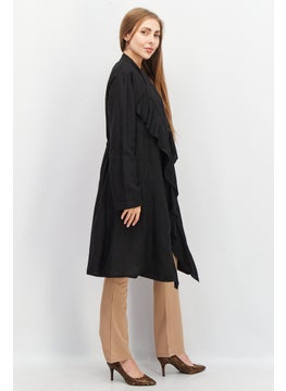 French Connection Women Regular Fit Open Front Solid Casual Blazer, Black  - Image 2