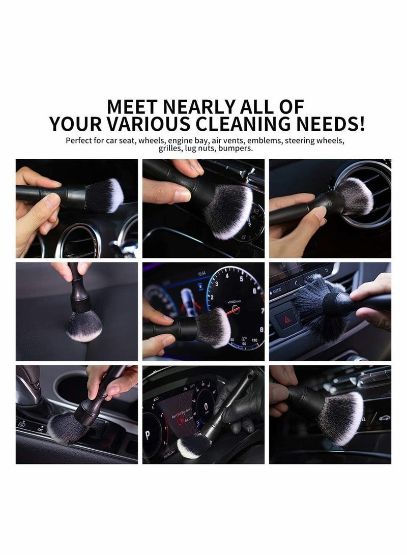 Car Detailing Brush Kit - Auto Detail Brush Set Interior Exterior No Scratch Microfiber Detailing Supplies for Cleaning Air Vent Engine Bay Dashboard Seat Wheel (2 Pack) - Image 5